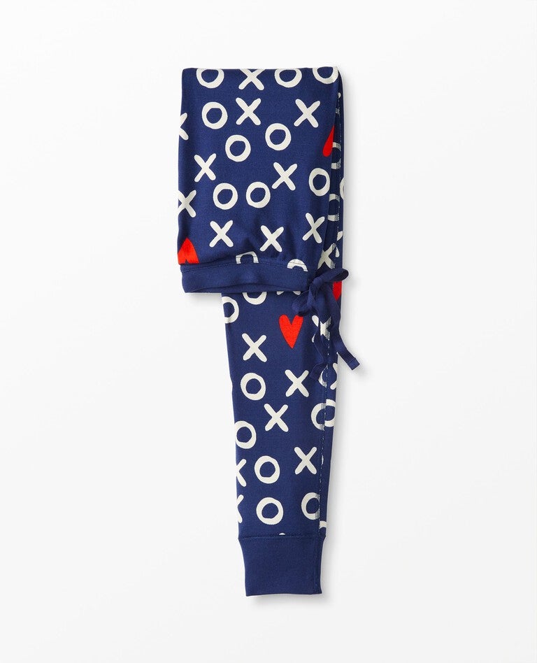 Women's Valentines Long John Pajama Pant in Hugs & Hearts on Navy - main