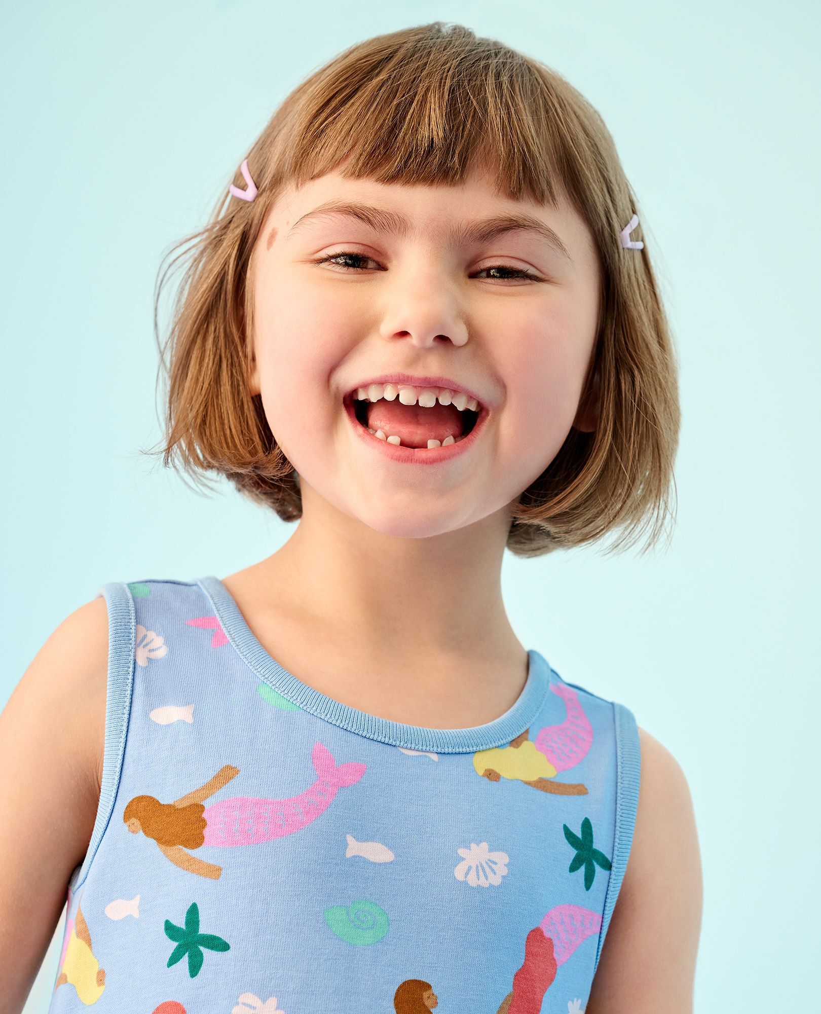 Sleeveless Playground Dress with Pockets in Floral Mermaids on Picnic Sky - main