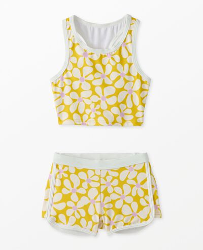 Two-Piece Racerback Swimsuit in Groovy Daisy on Sulfur Yellow - main