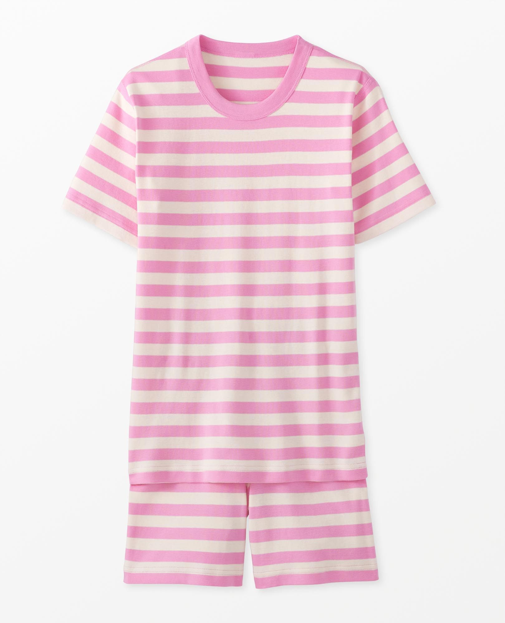 Adult Striped Short John Pajama Set in Fondant Pink - main