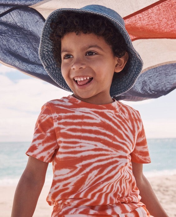 Girls' Orange Spice Tie Dye T-Shirt in 100% Cotton - Size Little Kids 5 by Hanna Andersson