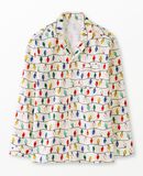 Adult Holiday Flannel Pajama Top in Bright Bulbs - main
