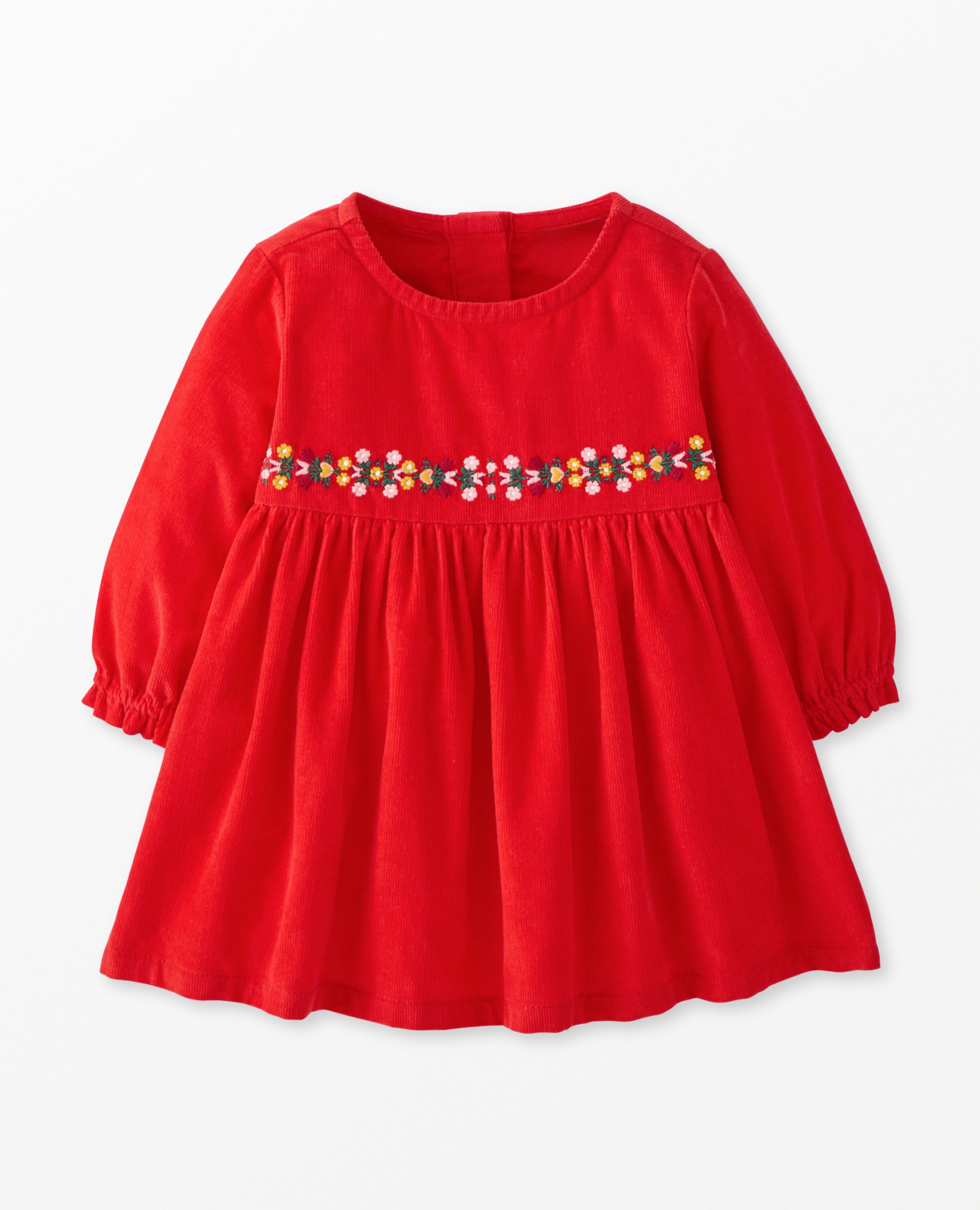 Ribbon Red Corduroy Long Sleeve Dress in 100 Cotton Baby Girls Size 12 18 Mos by Hanna Andersson