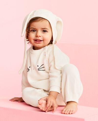 Baby Easter Sweater Romper & Hat Set in Ecru - main
