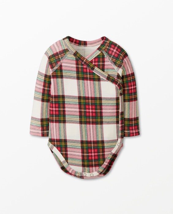 Girls' Family Holiday Plaid Print Side Snap Bodysuit in 100% Cotton - Size Baby 12-18 mos by Hanna Andersson