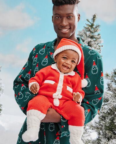 Baby Santa Sweater Romper & Hat Set in Holiday Red - main