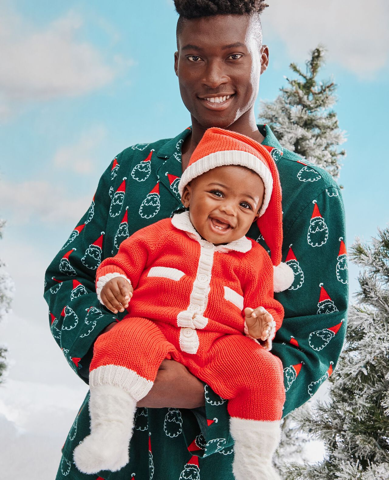 Baby Santa Sweater Romper & Hat Set in Holiday Red - main