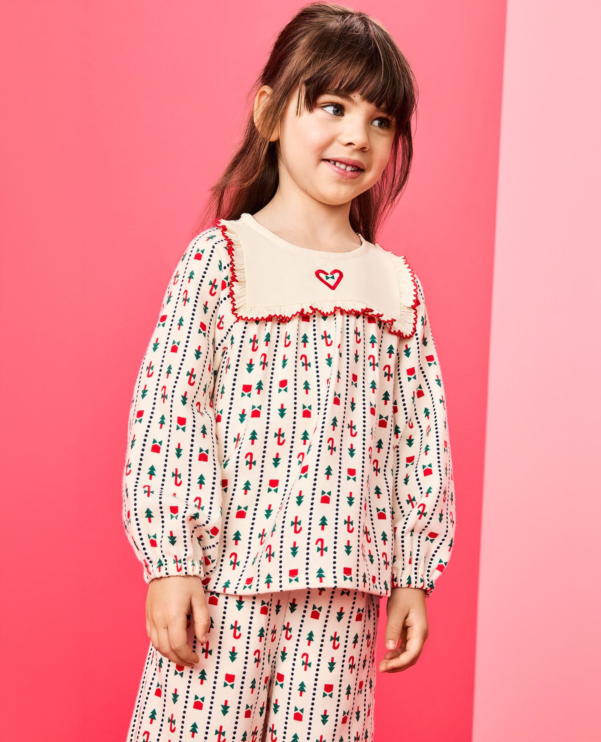 Holiday Flannel Bib Pajama Set in Christmas Stripes - main