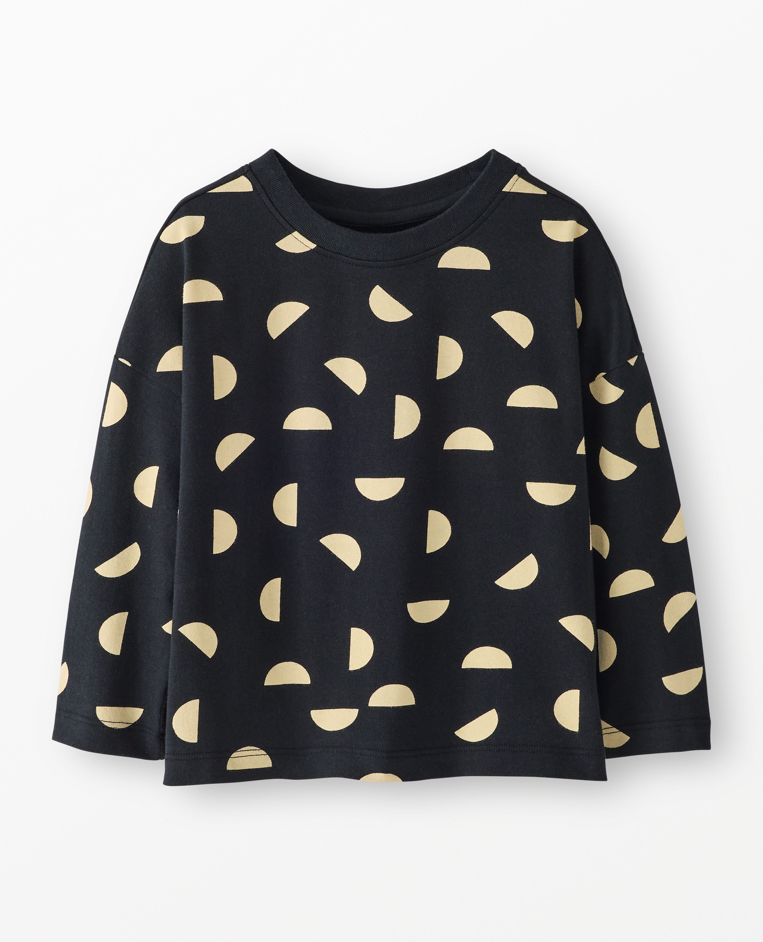 Bracelet Sleeve T-Shirt in Half Moons on Black - main