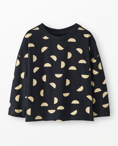 Bracelet Sleeve T-Shirt in Half Moons on Black - main