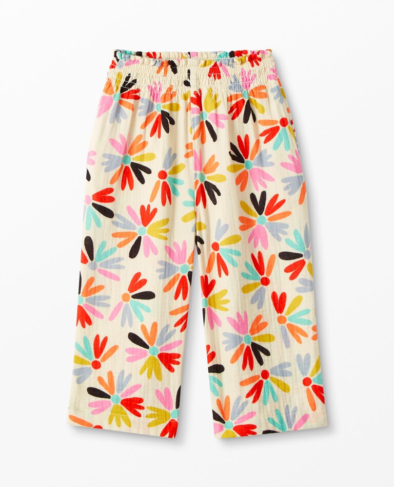 Print Wide Leg Smocked Pant In Cotton Muslin in Rainbow Aster - main