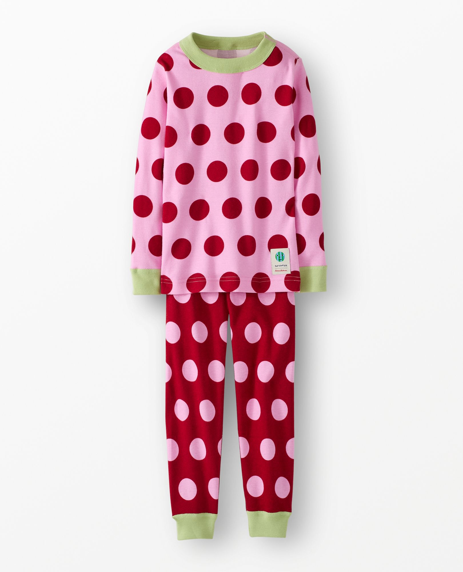 Dusen Dusen HannaJams™ Pajama Set in Frosting Pink/Red Dahlia Dots - main