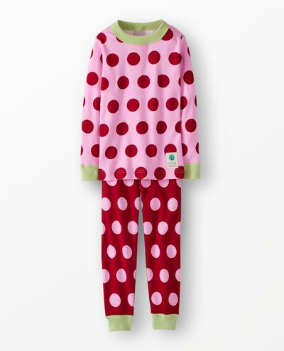 Dusen Dusen HannaJams™ Pajama Set in Frosting Pink/Red Dahlia Dots - main