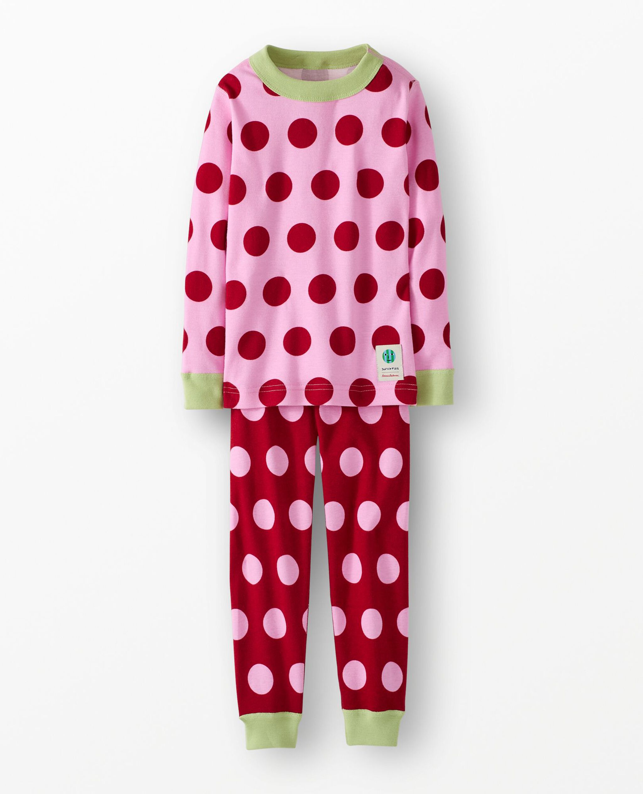 Dusen Dusen HannaJams⢠Pajama Set in Frosting Pink/Red Dahlia Dots - main