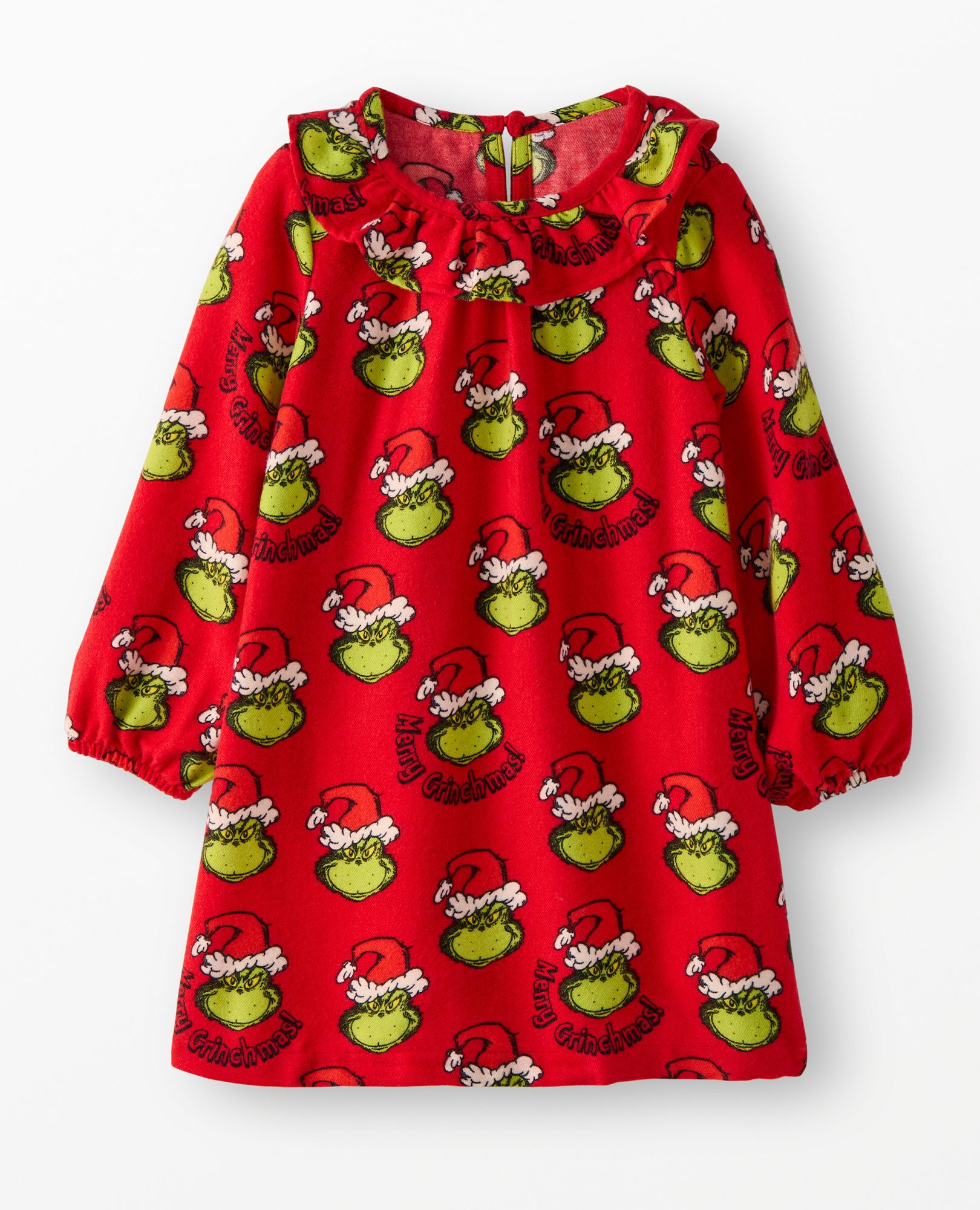 Dr. Seuss Grinch Flannel Nightgown in Merry Grinchmas on Red - main