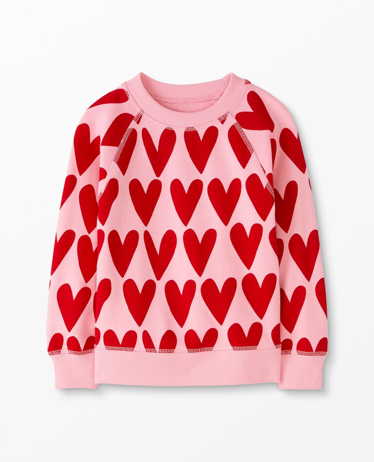 Valentines Print Sweatshirt In French Terry in Hearts On Hearts - main