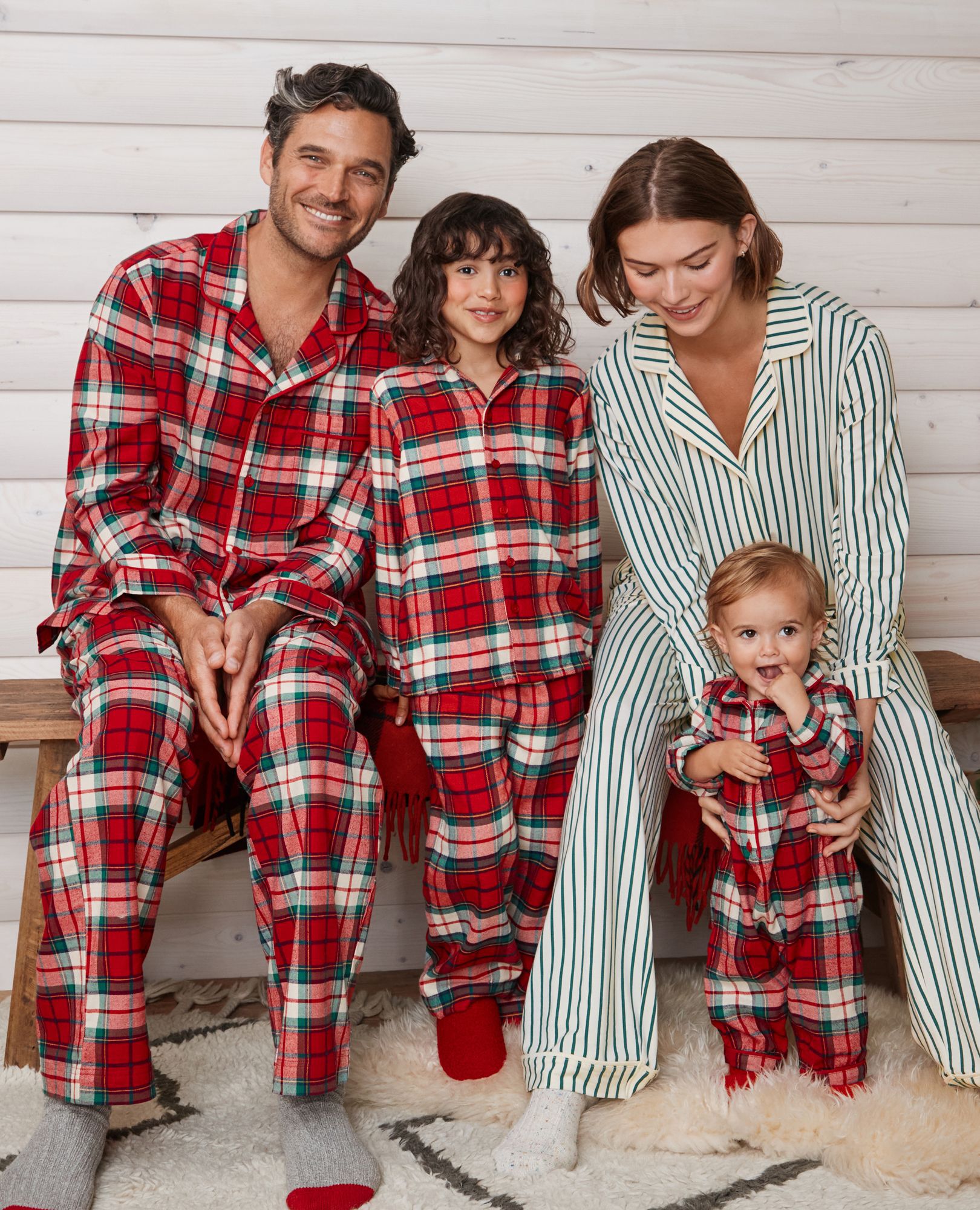 Baby Holiday Flannel Sleeper in Red Holiday Plaid - main