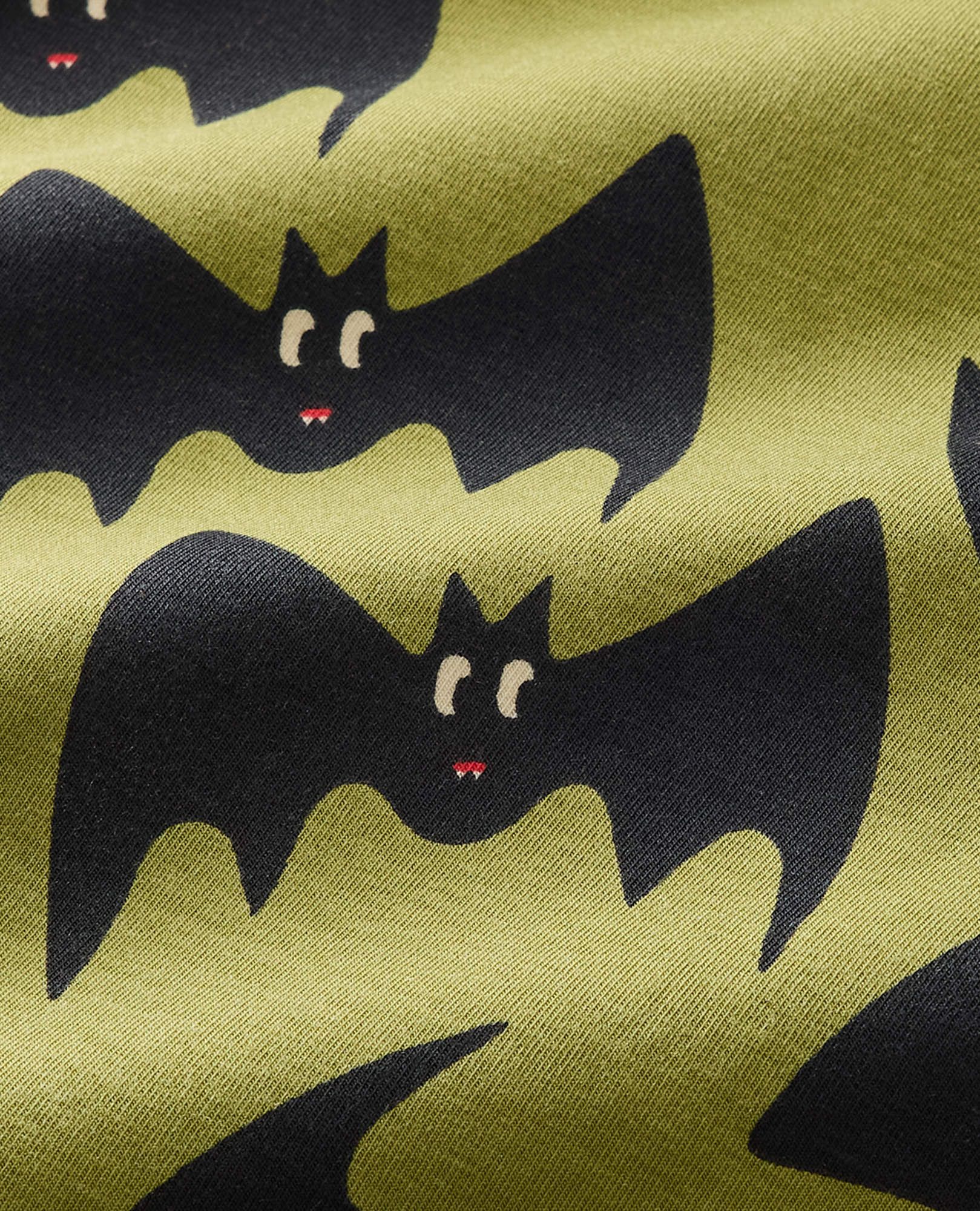 Halloween HannaSoft™ Stretch Pajama Set in Batty on Moss Green - main