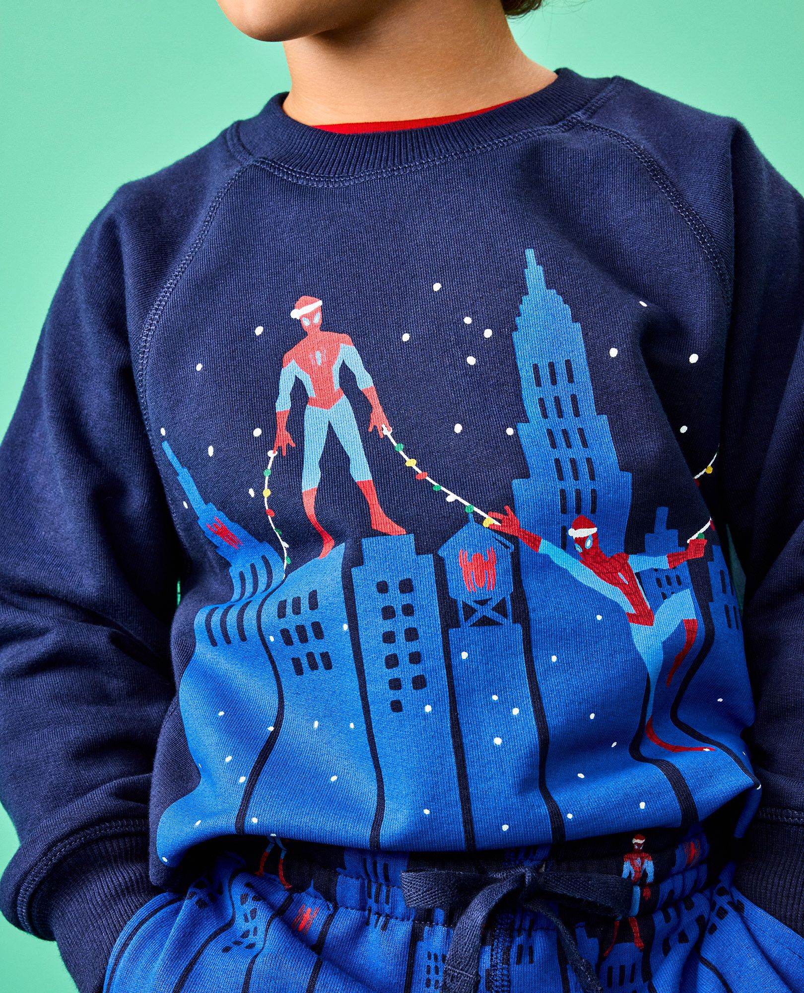 Marvel Spider-Man French Terry Sweatshirt & Sweatpants Set in Spiderman in the City Graphic - main
