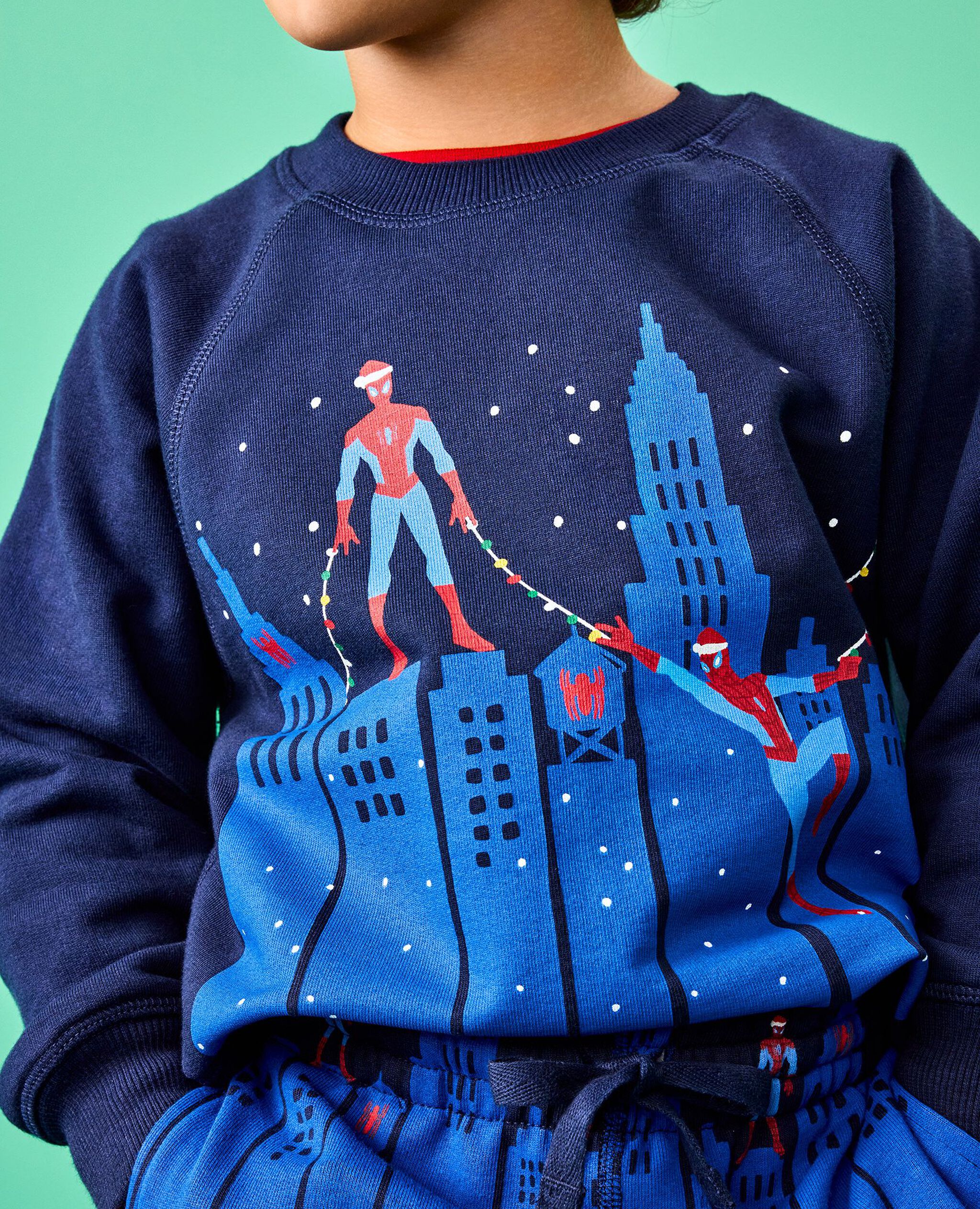 Marvel Spider-Man French Terry Sweatshirt & Sweatpants Set in Spiderman in the City Graphic - main