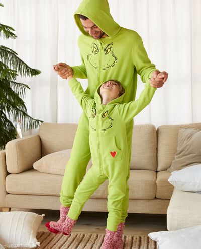 Kids Dr. Seuss Grinch Costume Fleece Jumpsuit in Grinch - main