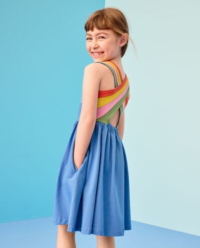 Rainbow Crossback Skater Dress with Pockets in Horizon Blue - main