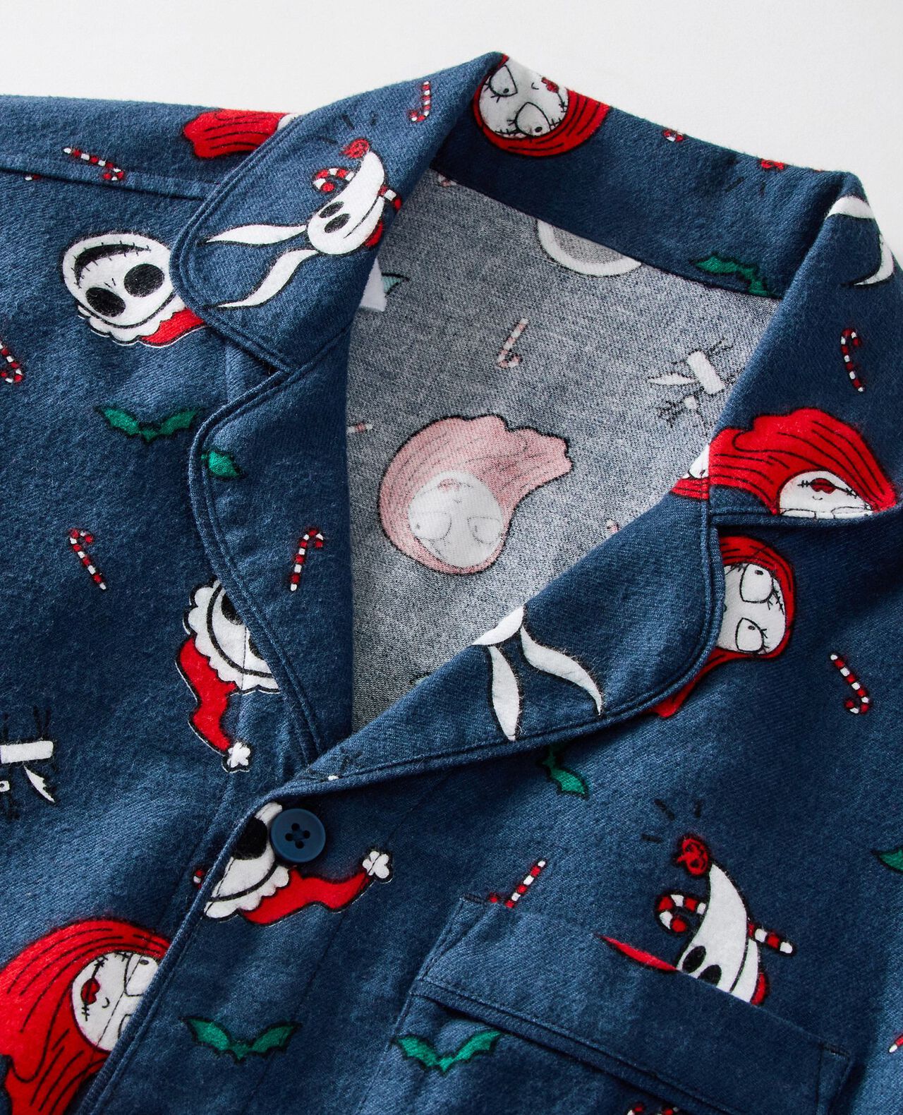 Adult Disney Tim Burton's The Nightmare Before Christmas Flannel Pajama Top in Nightmare Before Christmas - main