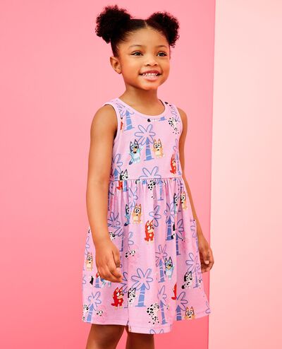 Bluey Sleeveless Playground Dress with Pockets in Bluey and Friends Lavender - main
