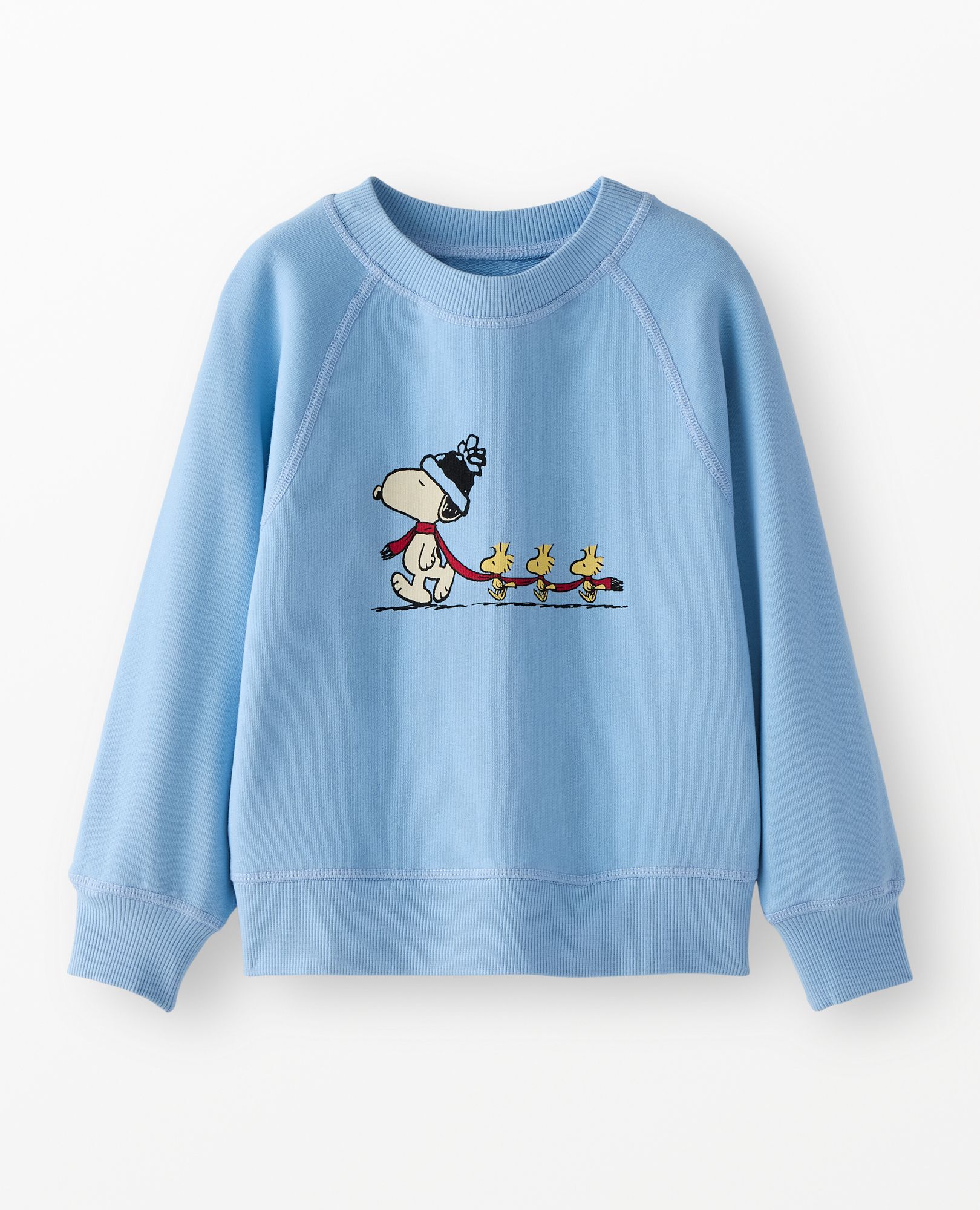 Peanuts Holiday French Terry Sweatshirt in Snoopy and Woodstock in Winter - main