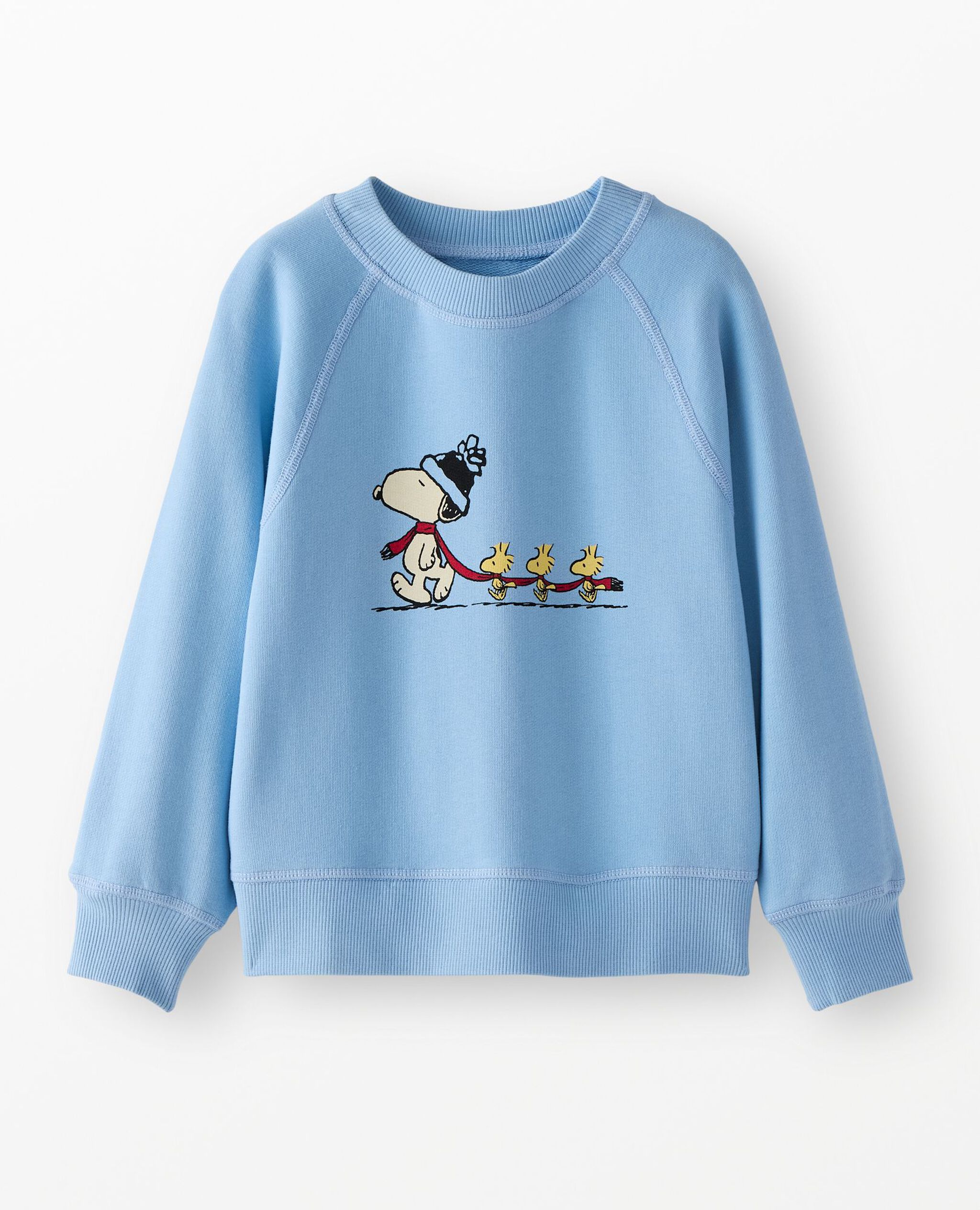 Peanuts Holiday French Terry Sweatshirt in Snoopy and Woodstock in Winter - main