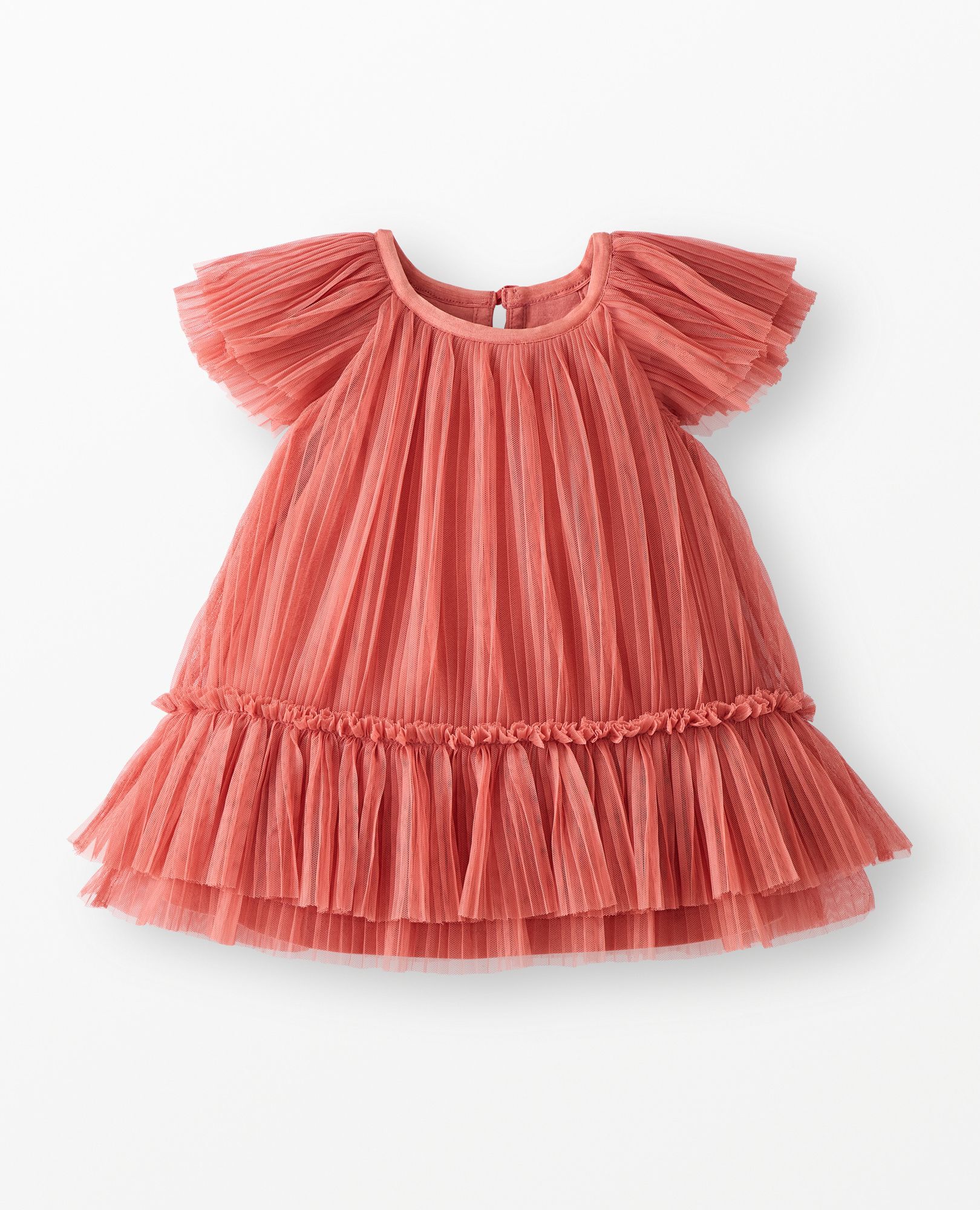 Baby Flutter Sleeve Tulle Dress in Canyon Rose - main