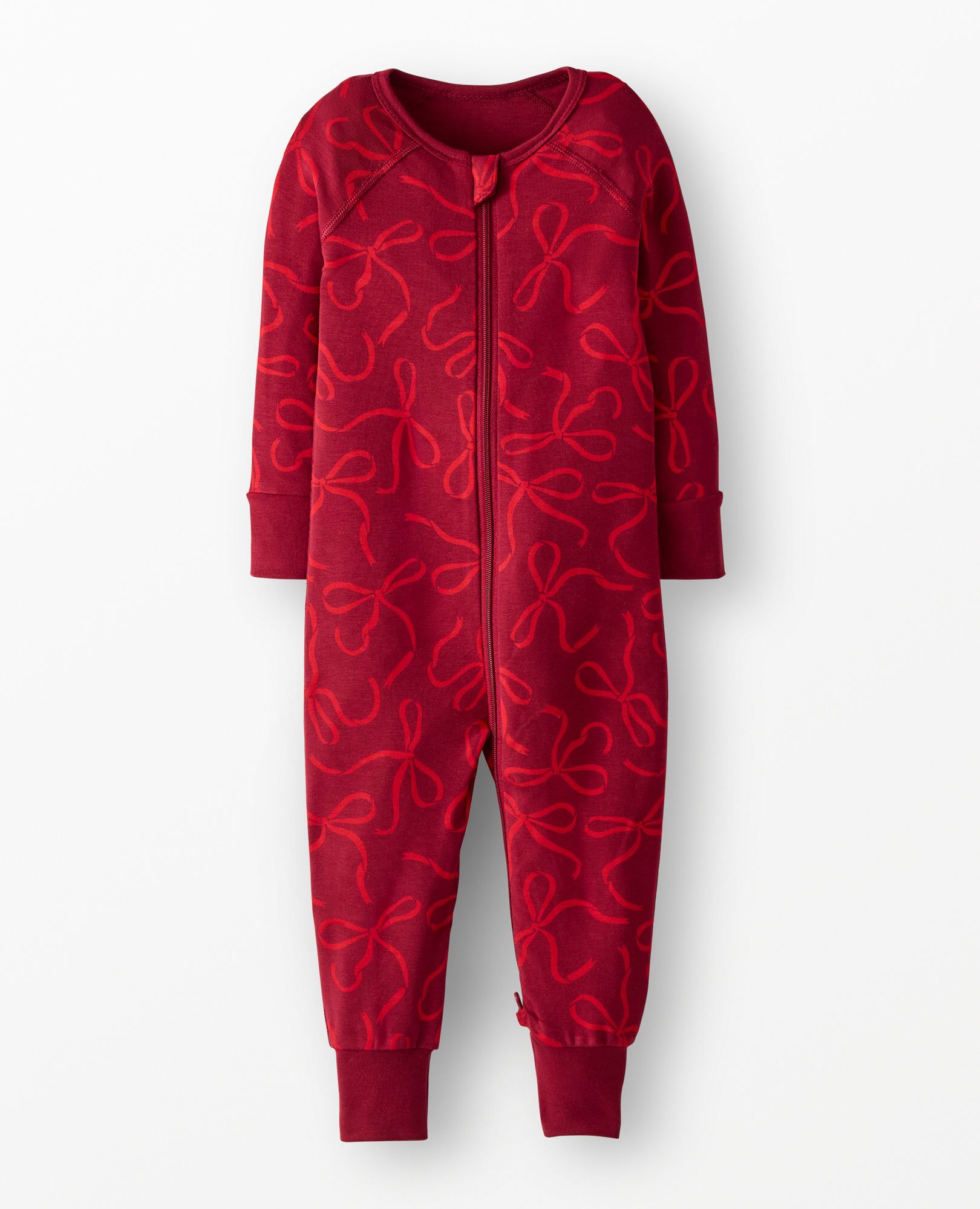 Holiday HannaSoft™ Stretch Sleeper in Bows on Beet Red - main