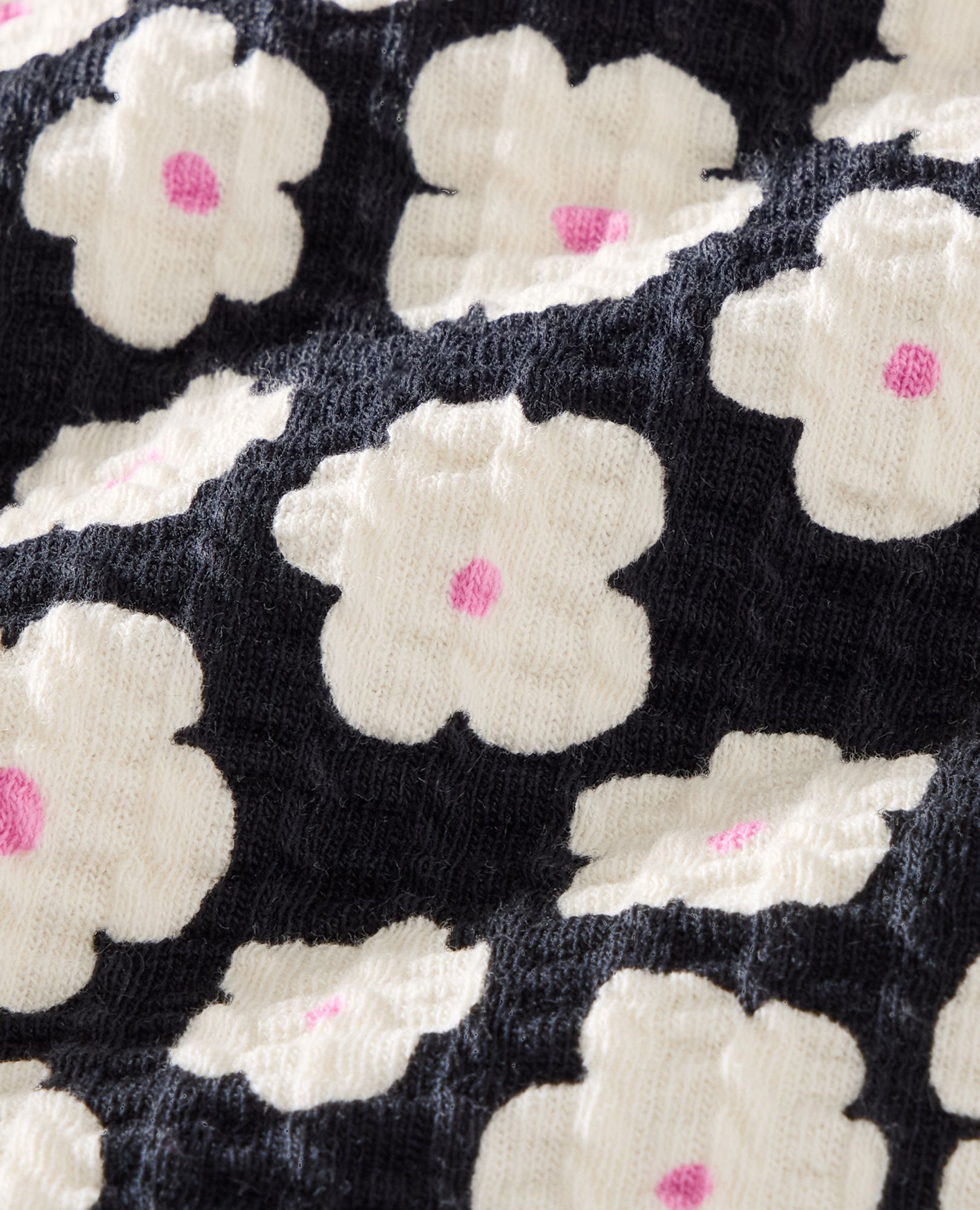 Balloon Sleeve Jacquard Top in Ecru Floral on Black - main