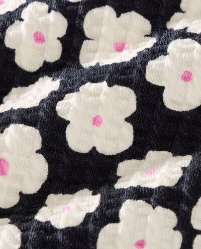 Balloon Sleeve Jacquard Top in Ecru Floral on Black - main