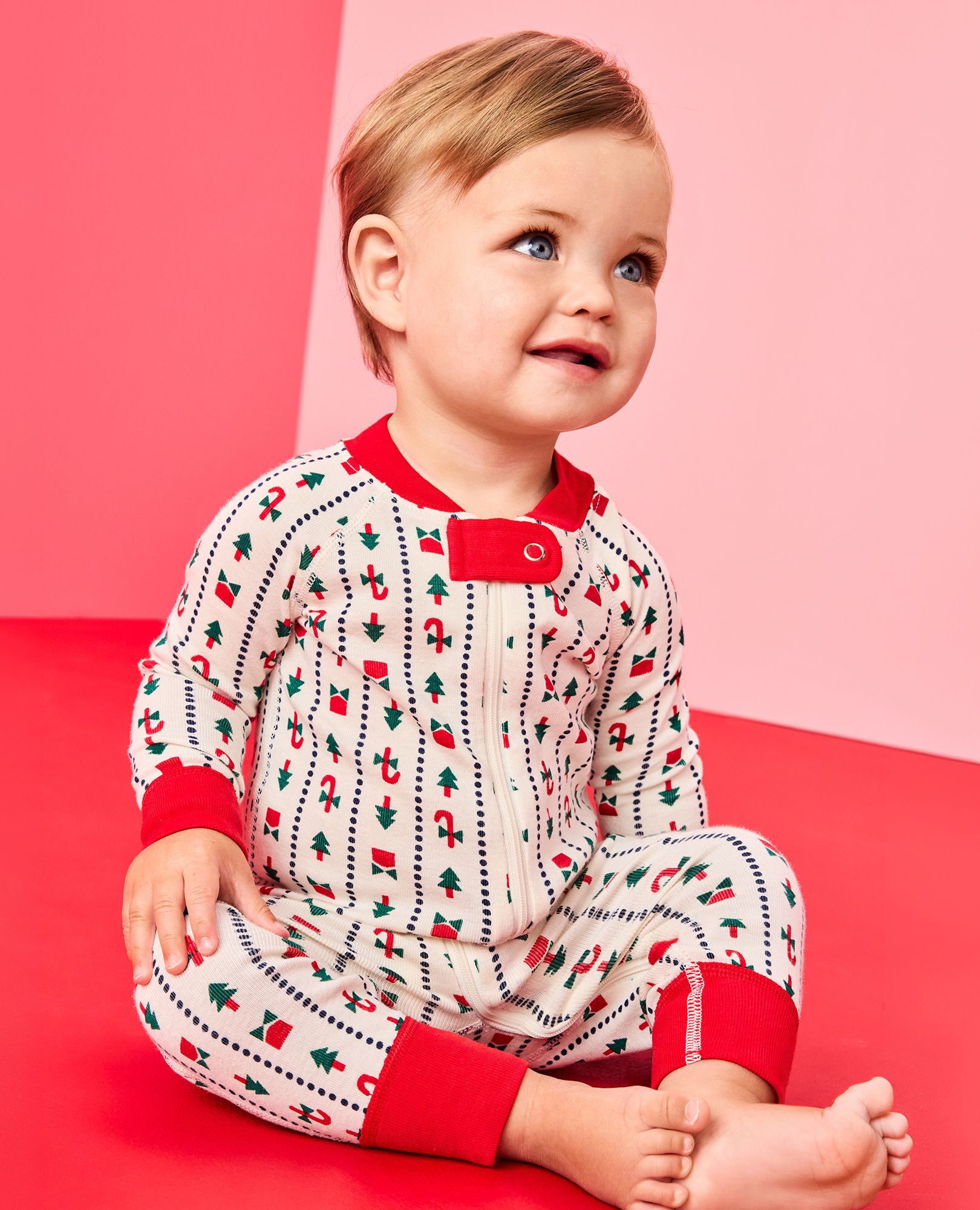 Holiday HannaJams™ Sleeper in Christmas Stripes - main