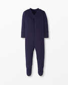 Baby Zip Footed Sleeper In Organic Cotton in Navy - main