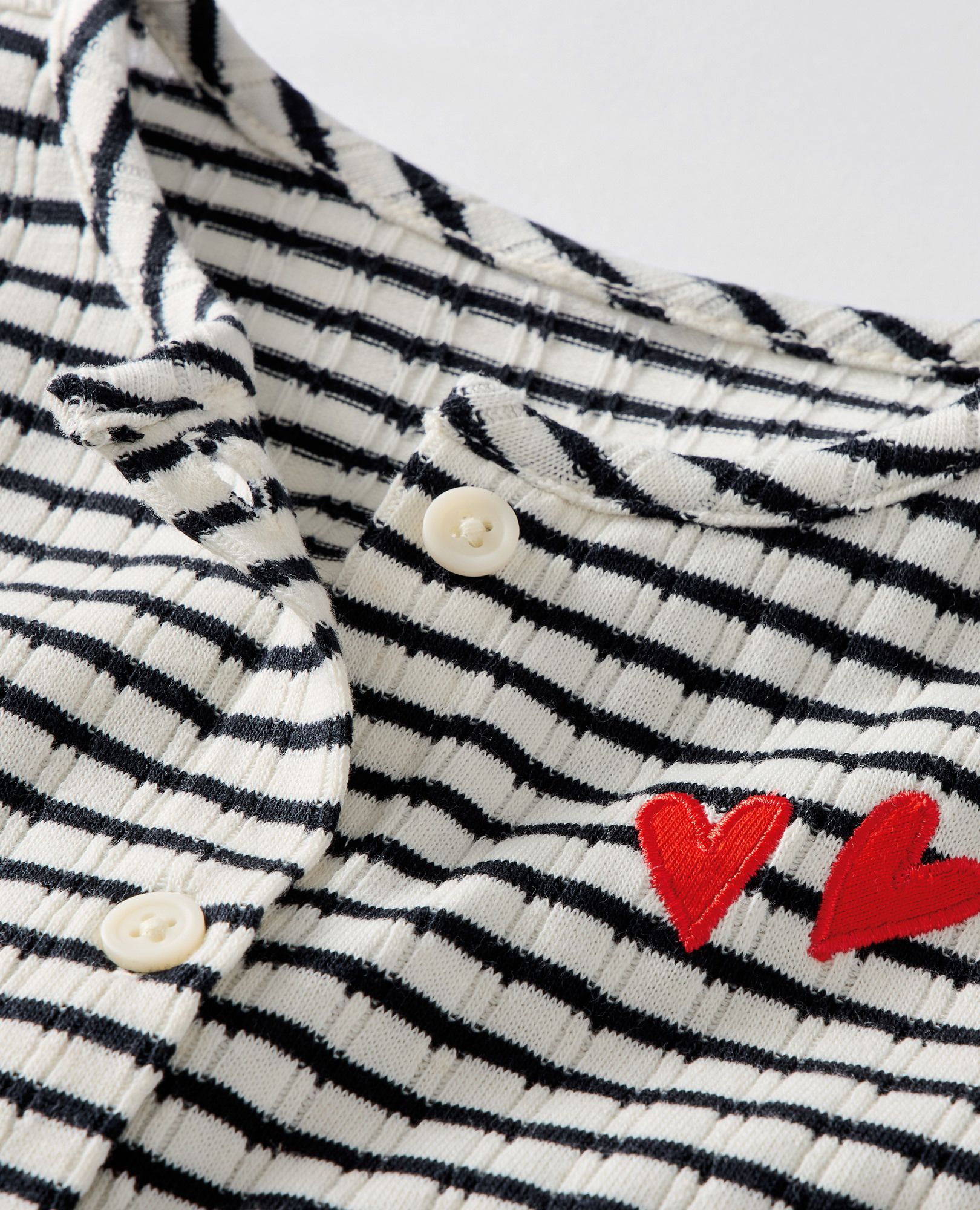 Long Sleeve Pointelle Top & Wide Leg Pants Set in Soft Black/Ecru - main