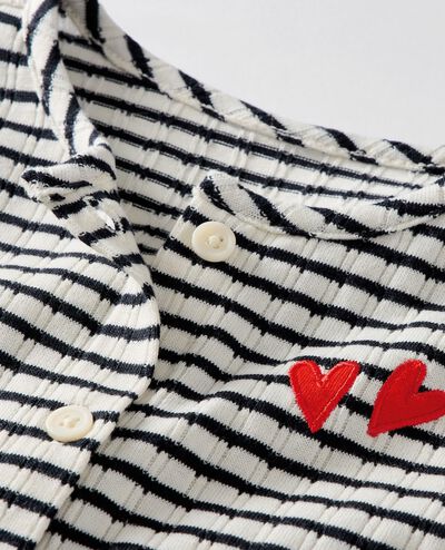 Long Sleeve Pointelle Top & Wide Leg Pants Set in Soft Black/Ecru - main