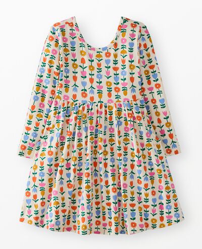 Long Sleeve Skater Dress with Pockets in Multi Tulip - main