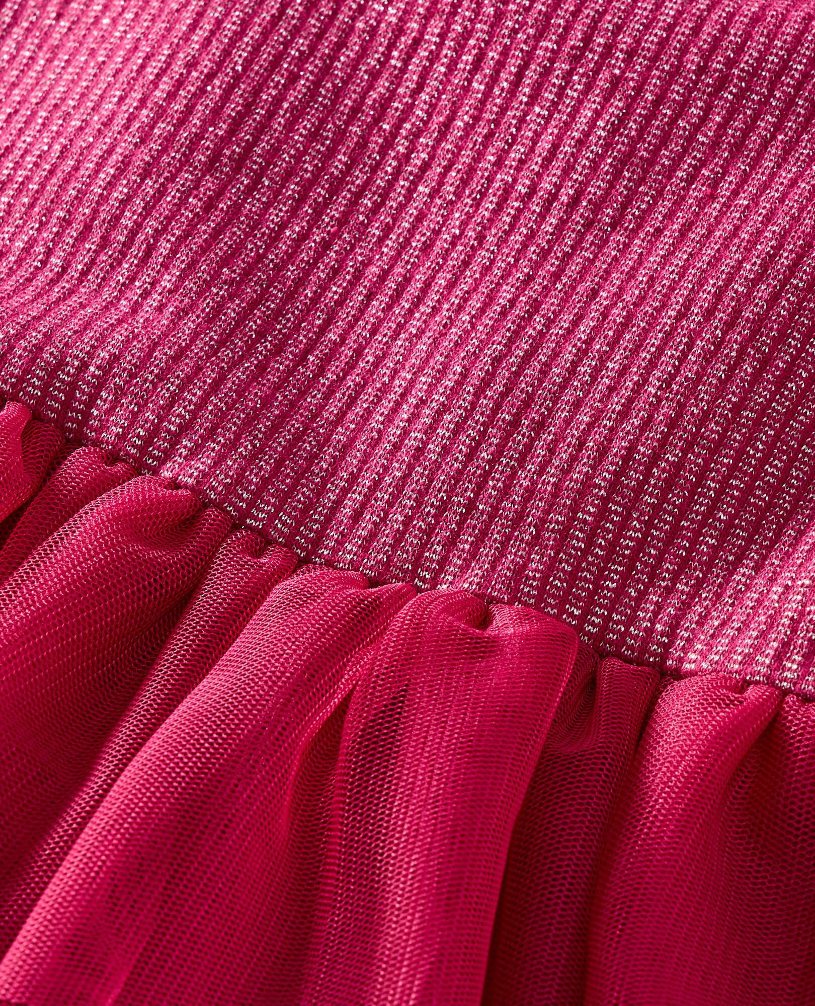 Baby Long Sleeve Tulle Sparkle Dress in Raspberry - main