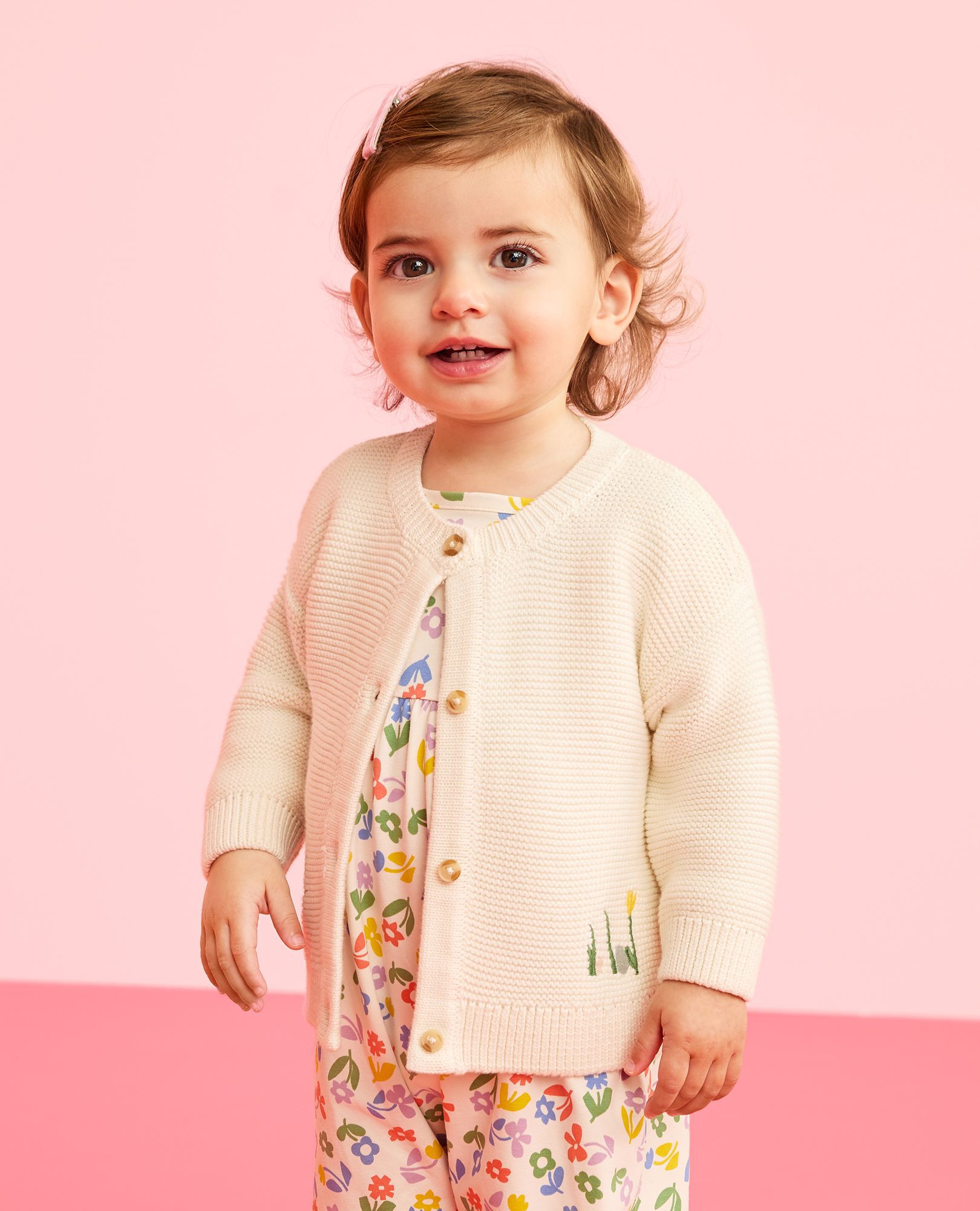 Baby Spring Animals Cardigan Sweater in Springtime Critters - main