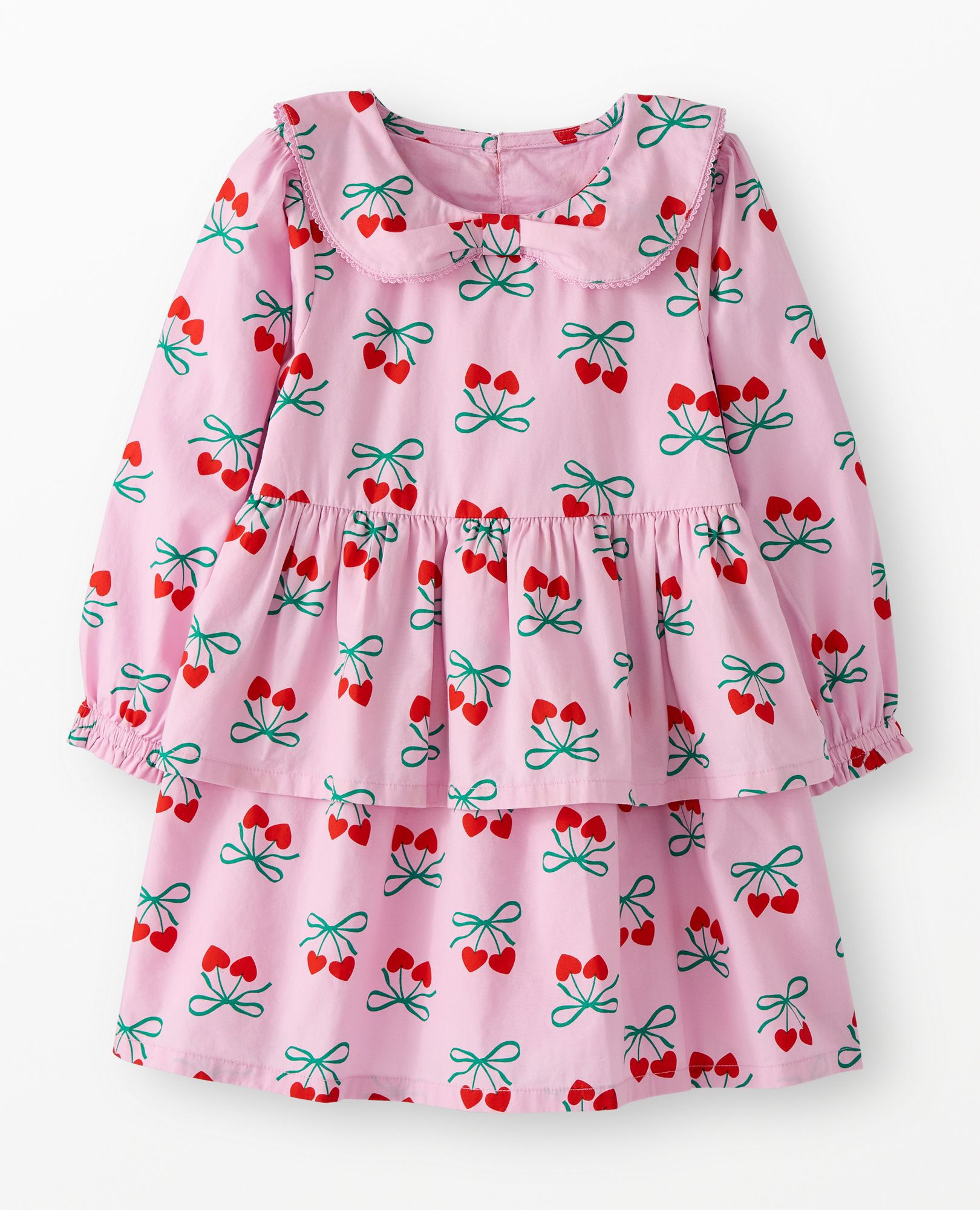 Long Sleeve Poplin Bow Collar Dress in Two of a Kind - main