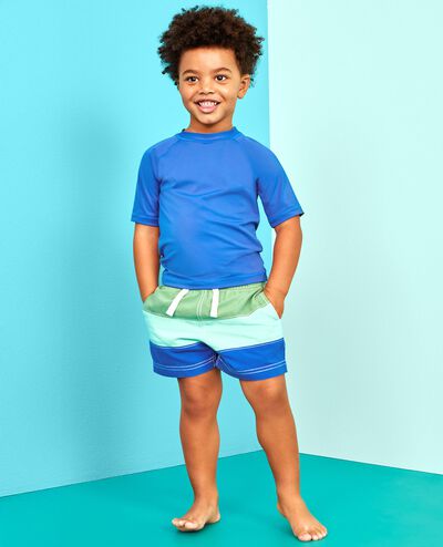 Colorblock Swim Trunks in Stone Green Multi - main