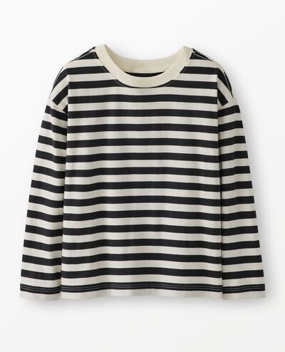 Long Sleeve Relaxed Fit Striped T-Shirt in Black/Ecru - main