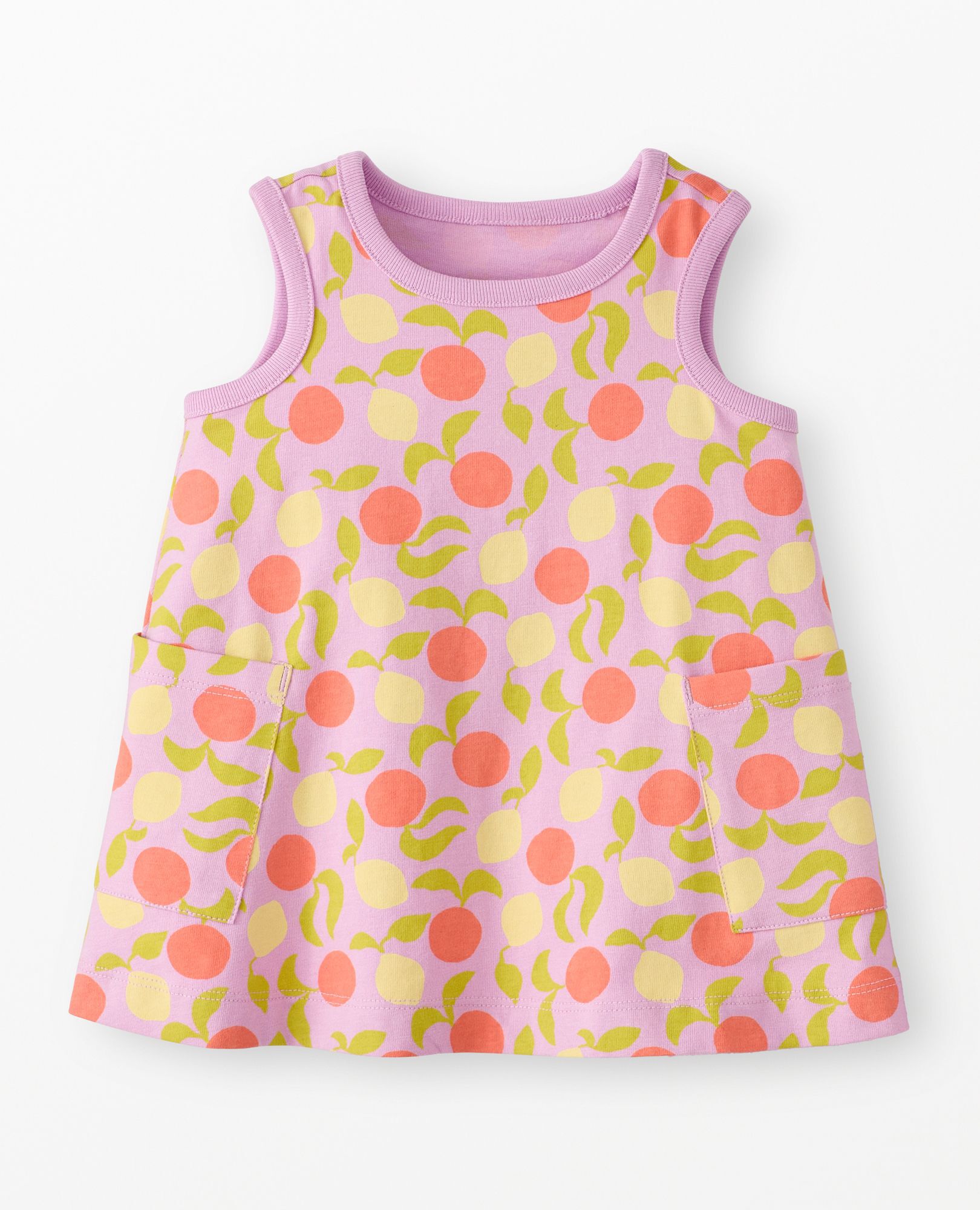 Baby Sleeveless Pocket Dress & Shorts Set in Citrus Sunshine on Tea Rose - main