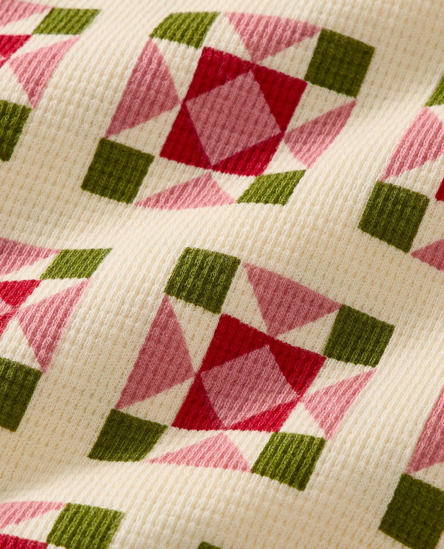 Holiday Waffle Pajama Set in Quilted Stars on Almond Oil - main