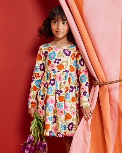 Long Sleeve Skater Dress with Pockets in Fall Floral - main