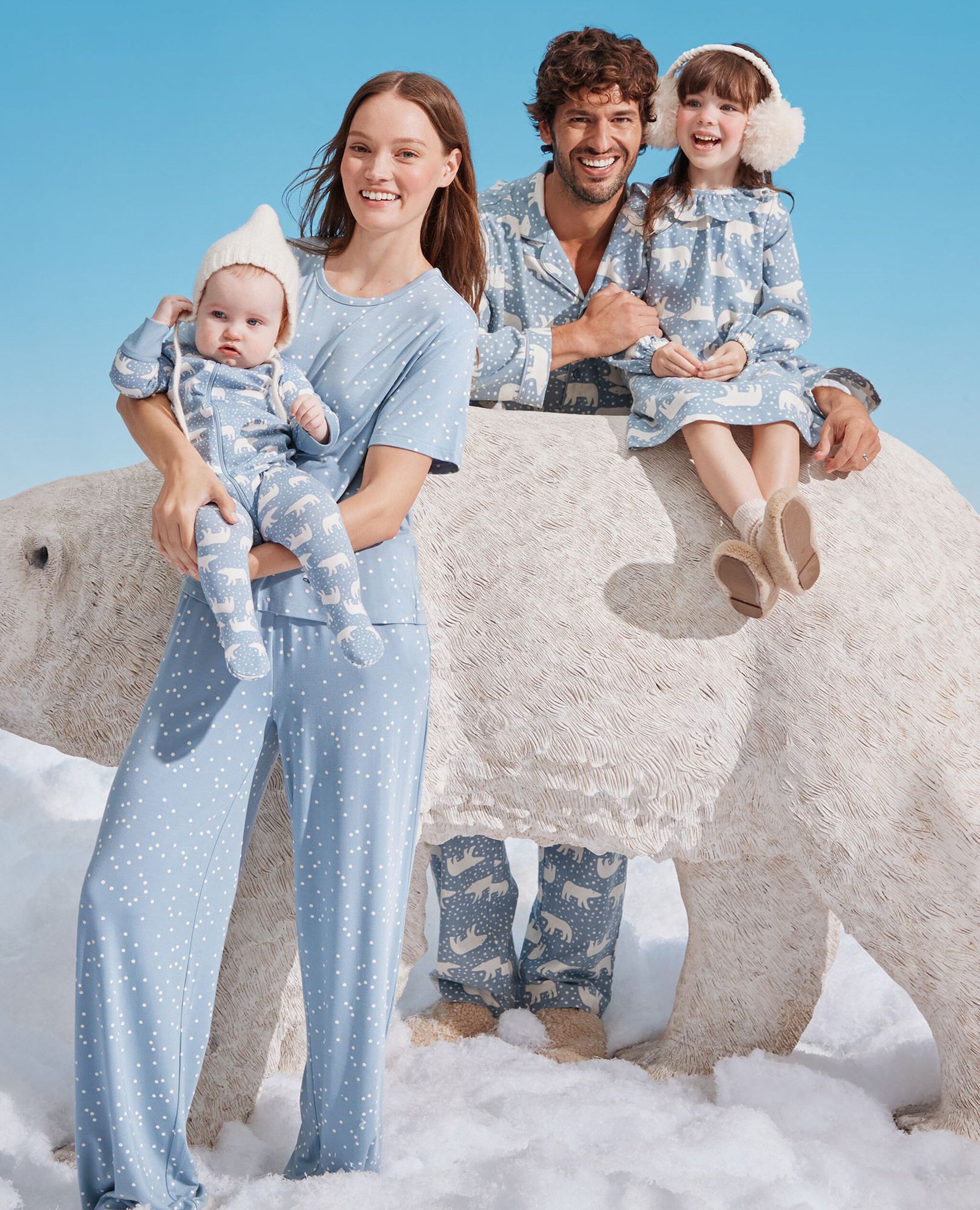 Adult Holiday Flannel Pajama Pants in Snowy Polar Bear on North Air - main