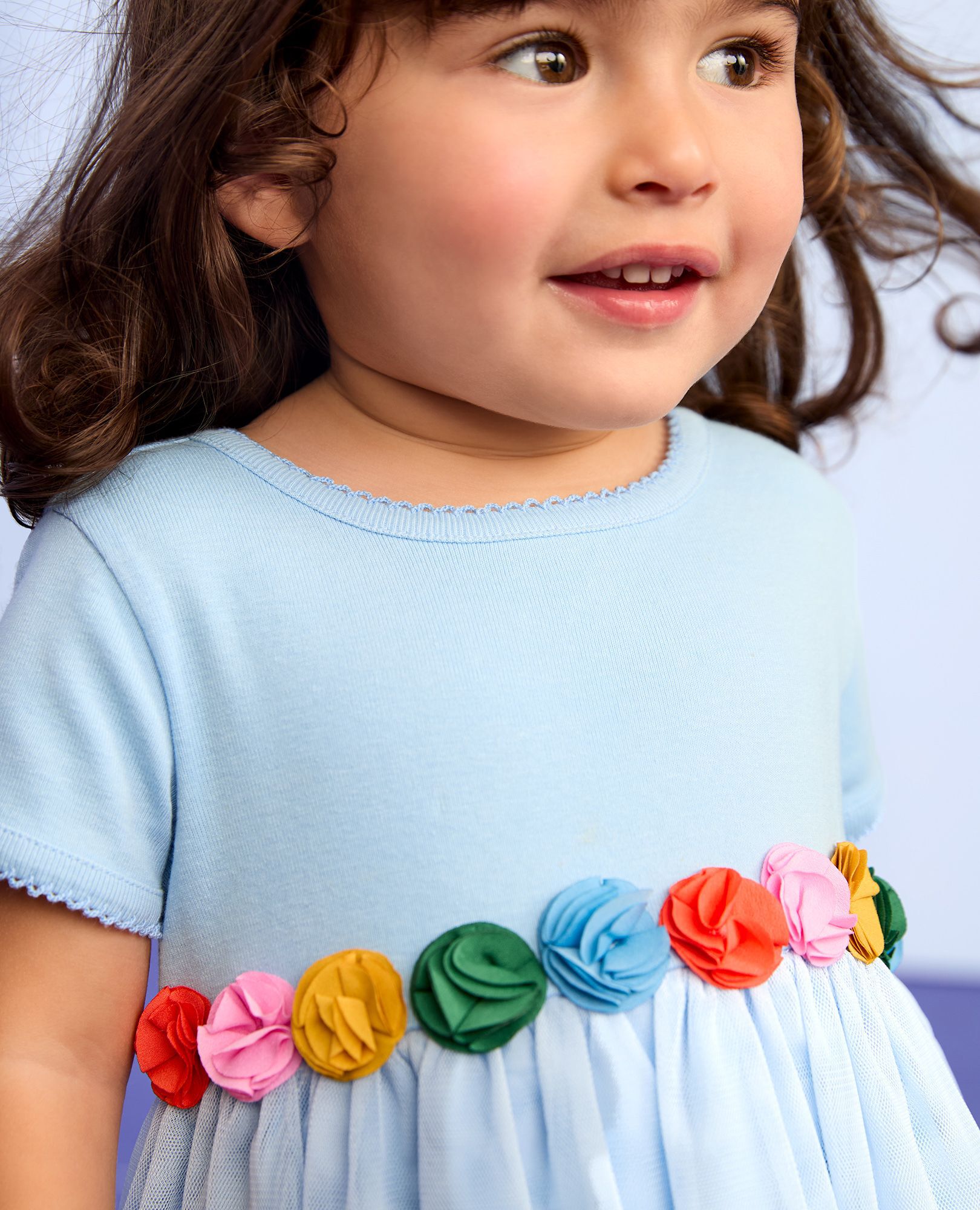 Baby Tulle Flower Waistband Dress in Blue Bell - main