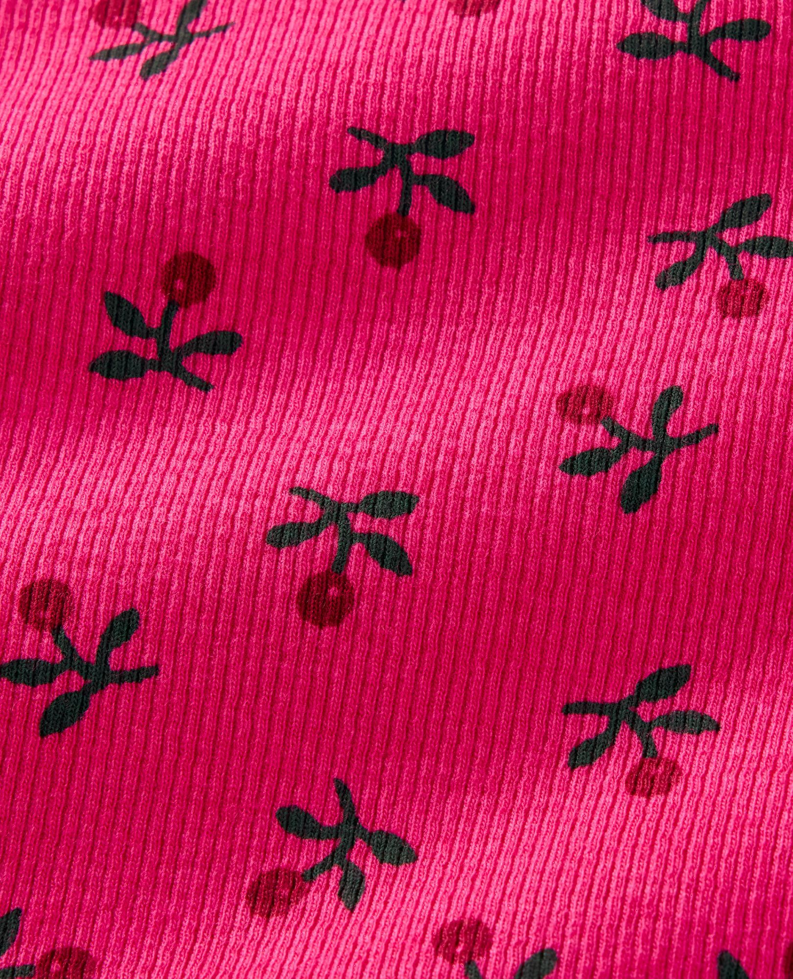 Long Sleeve Turtleneck Top & Flare Pants Set in Sweet Holiday Floral on Beetroot Pink - main